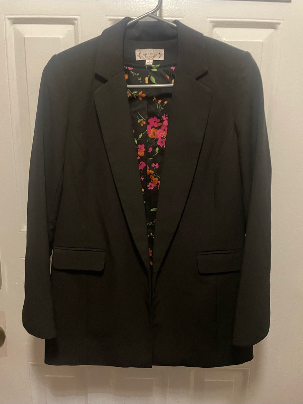 Nanette Lepore Black women's blazer with Floral Lining